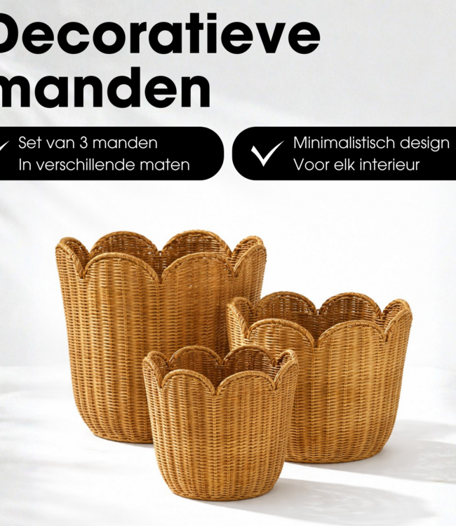 Opbergmand set Eleta Lichtbruin