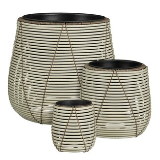 Mica Decorations Cancun Recycled Plastic Outdoor Plant Pot - White - H17 × Ø17 cm