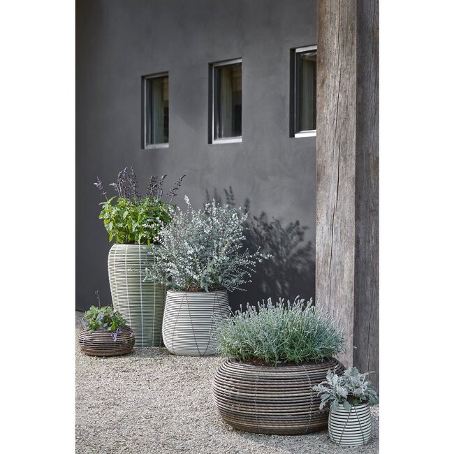 Mica Decorations Cancun Recycled Plastic Outdoor Plant Pot - White - H17 × Ø17 cm