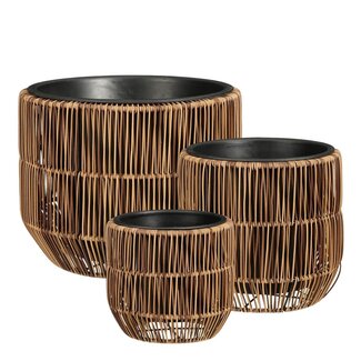 Mica Decorations Peta Outdoor Plant Pots - Dark Brown - Set of 3