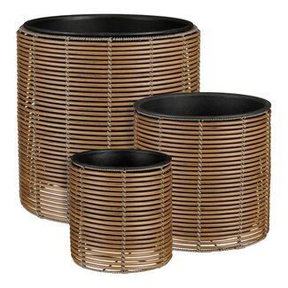 Mica Decorations Cesena Recycled Plastic Outdoor Plant Pot - Light Brown - H25 × Ø25 cm