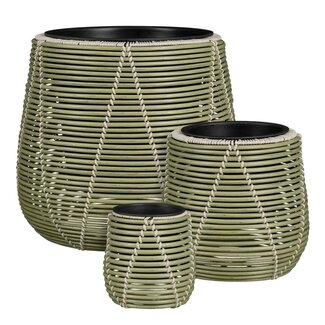 Mica Decorations Cancun Recycled Plastic Outdoor Plant Pot - Light Green - H17 × Ø17 cm