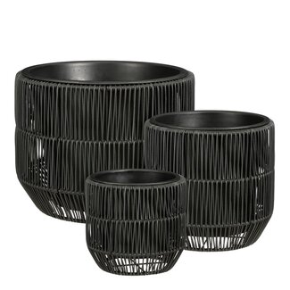 Mica Decorations Peta Outdoor Plant Pots - Black - Set of 3