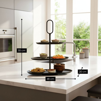 Mica Decorations Rama Etagere aus Metall - Schwarz - 3-stöckig - L48 × B20 × H55 cm