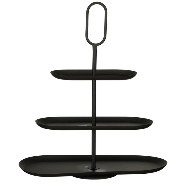 Mica Decorations Rama Metal Tiered Serving Stand - Black - 3 Tiers - L48 × W20 × H55 cm
