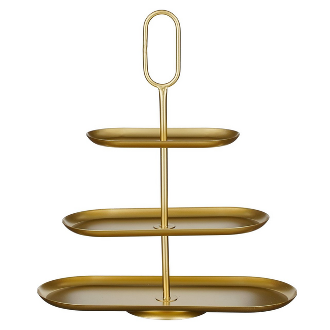 Mica Decorations Rama Metal Tiered Serving Stand - Gold - 3 Tiers - L48 × W20 × H55 cm