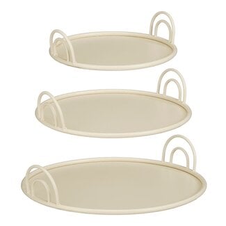 Mica Decorations Iron Serving Trays - Off-White - Set of 3