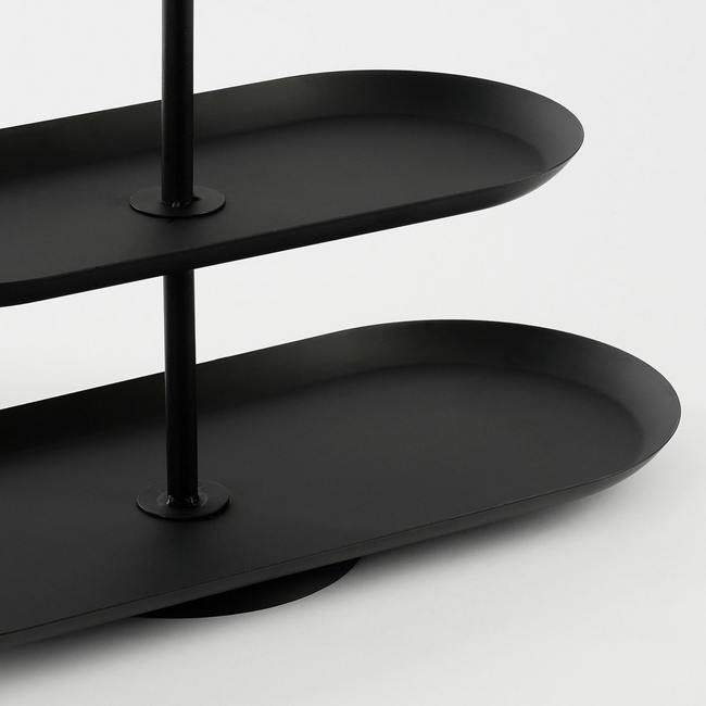 Mica Decorations Rama Metal Tiered Serving Stand - Black - 2 Tiers - L38 × W17 × H36 cm