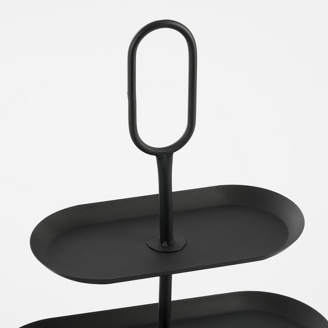 Mica Decorations Rama Metal Tiered Serving Stand - Black - 2 Tiers - L38 × W17 × H36 cm