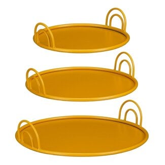 Mica Decorations Iron Serving Trays - Yellow - Set of 3