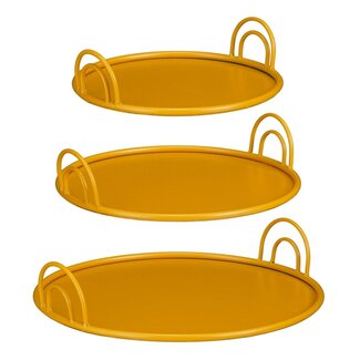 Mica Decorations Serviertabletts aus Eisen - Gelb - 3er-Set