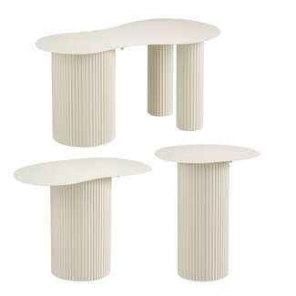 Mica Decorations Lux Beistelltische aus Eisen - Gebrochenes Weiß - 3er-Set