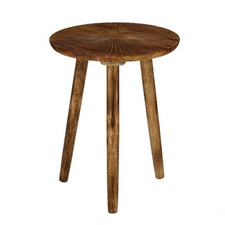 Mica Decorations Pomante Mango Wood Side Table - Dark Brown - H46 × Ø38 cm