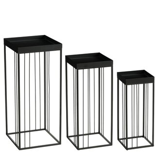 Mica Decorations Beth Iron Side Tables - Black - Set of 3