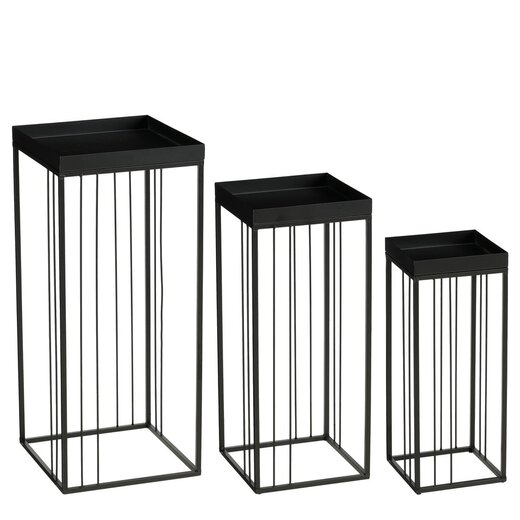 Mica Decorations Mica Decorations Beth Iron Side Tables – Black – Set of 3 – H50, H60 and H70 cm