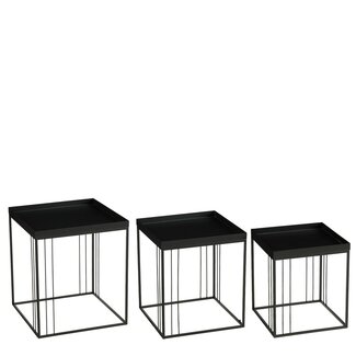 Mica Decorations Beth Beistelltische aus Eisen - Schwarz - 3er-Set