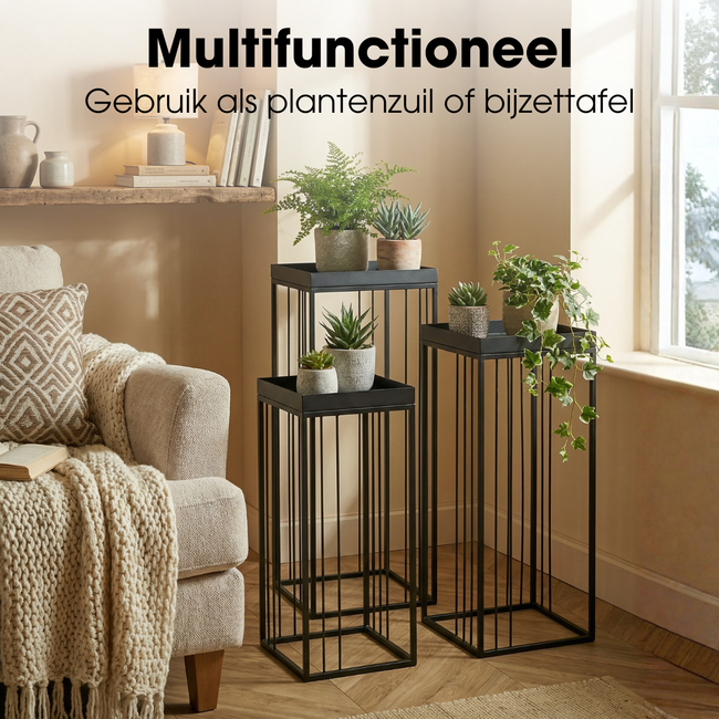 Mica Decorations Beth Beistelltische aus Eisen - Schwarz - 3er-Set