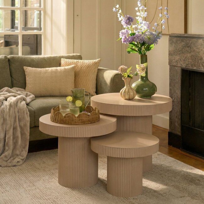 Mica Decorations Lux Iron Side Tables - Light Brown - Set of 3