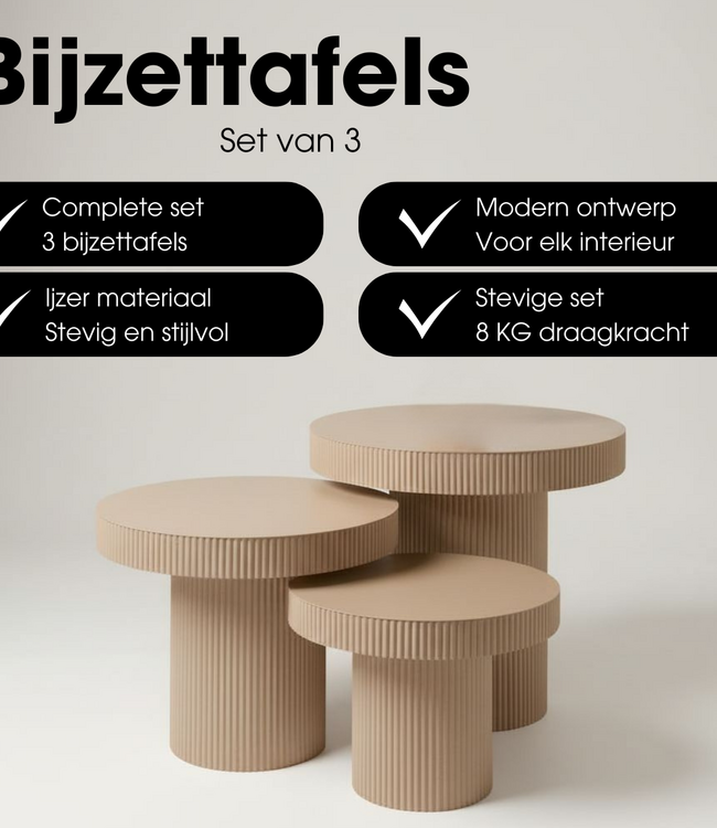 Bijzettafel Lux Lichtbruin