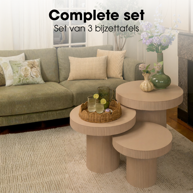 Mica Decorations Lux Beistelltische aus Eisen - Hellbraun - 3er-Set