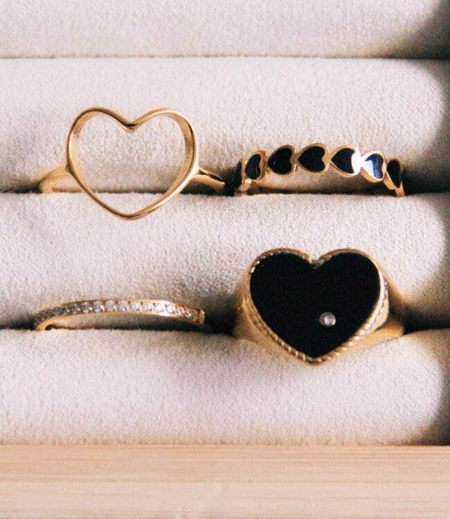 R654: Stalen ring parelmoer hart