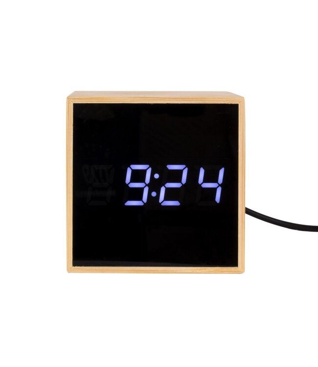Wekker Mini Kubus Bamboe