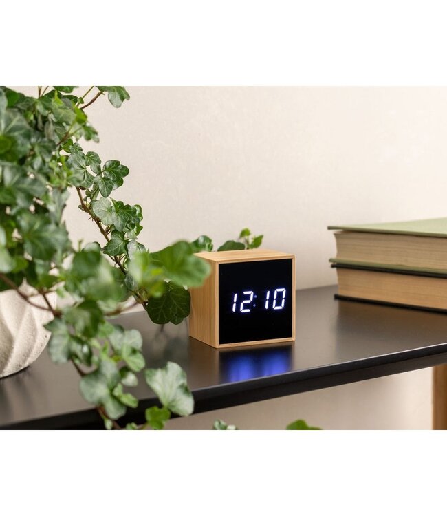 Wekker Mini Kubus Bamboe