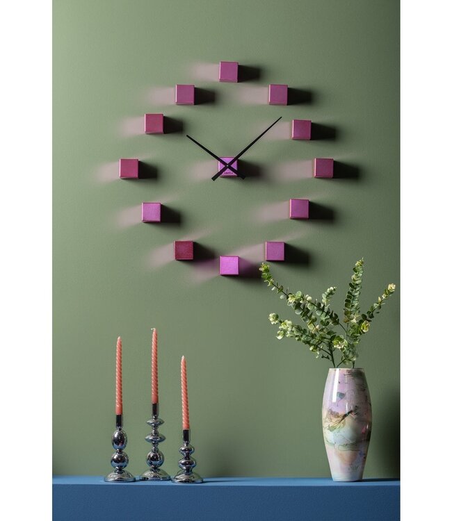 Wandklok DIY Kubiek Metallic