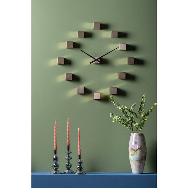 Wandklok DIY Kubiek Metallic