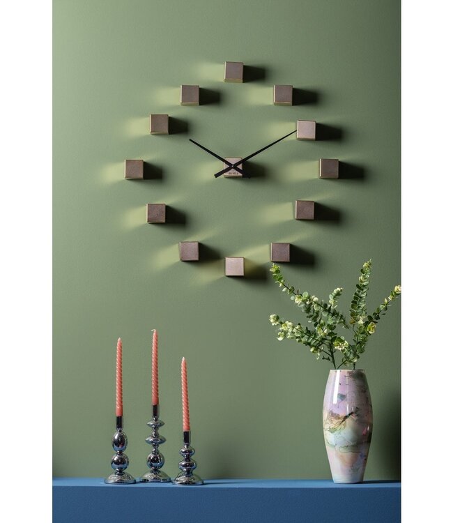 Wandklok DIY Kubiek Metallic
