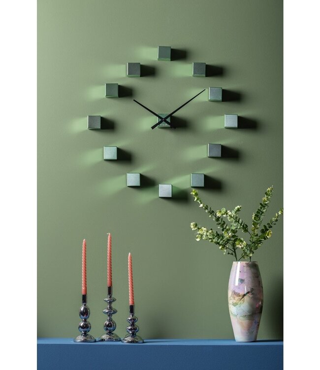 Wandklok DIY Kubiek Metallic