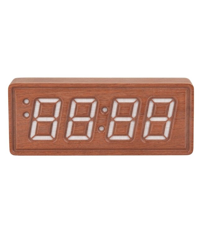 Wekker massief hout gegraveerd