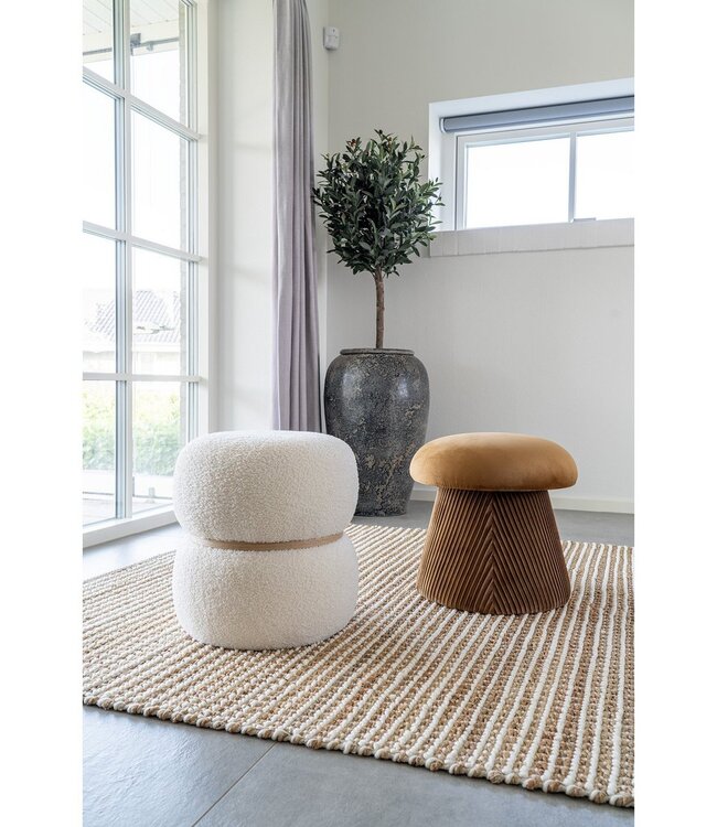 Hampton Poef - Oker, MDF/Karton/Textiel, Ø39x42 cm