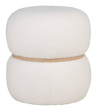 Milford Poef - Wit, MDF/grenenhout/schuim/polyester, 38x38x41 cm