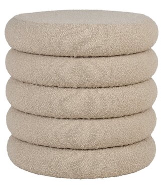 Brooklyn Poef - MDF, Grenenhout, Schuim, Polyester, Beige - Ø44x44 cm