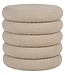 Brooklyn Poef - MDF, Grenenhout, Schuim, Polyester, Beige - Ø44x44 cm