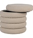 Brooklyn Poef - MDF, Grenenhout, Schuim, Polyester, Beige - Ø44x44 cm