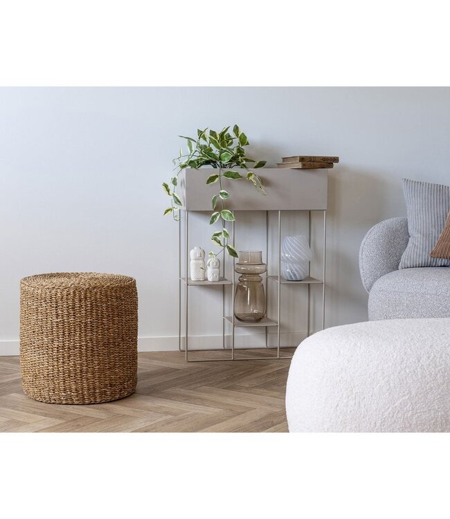 Rivera Poef - Naturel, Zeegras, Ijzer, Ø40cm