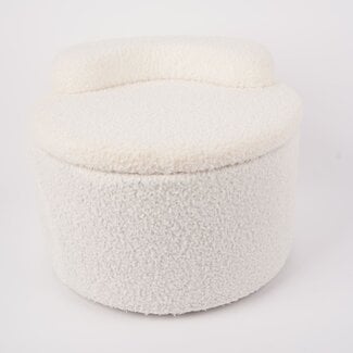 Kinderpoef met Opbergruimte - Wit met Creme