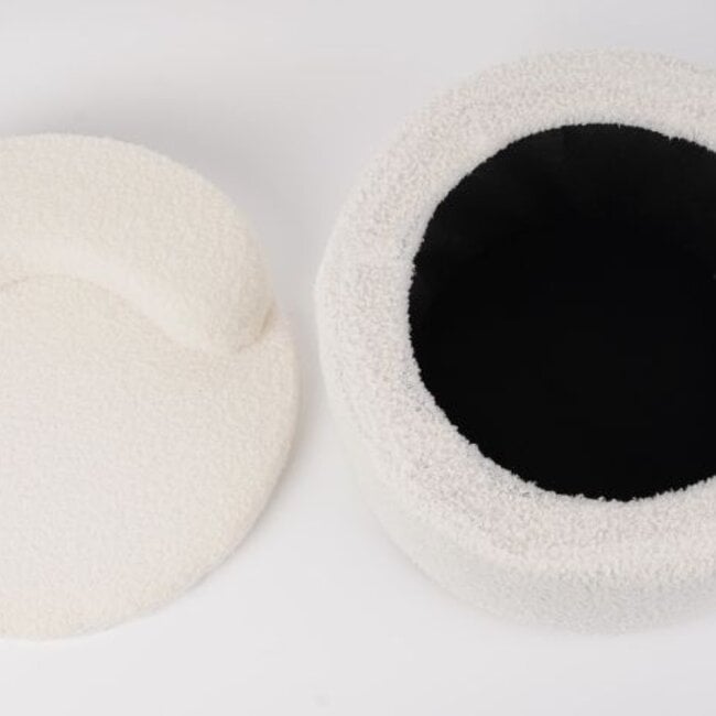 Children's Pouf with Storage Space - White with Cream