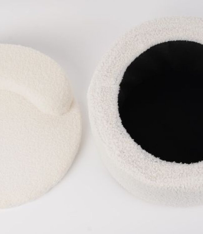 Kinderpoef met Opbergruimte - Wit met Creme