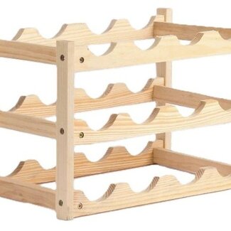 Ceruzo Wijnrek Hout - voor 12 Wijnflessen - 45 x 22 x H28 cm