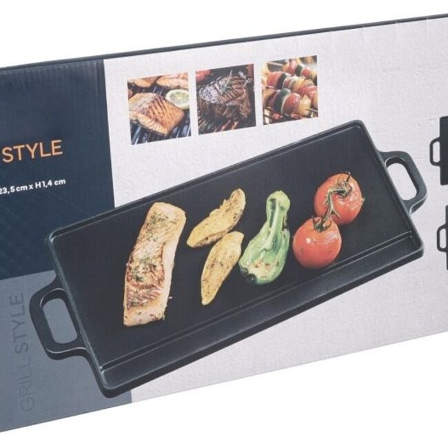 Grillplaat voor de BBQ - Gietijzer - Dubbelzijdig - Geribbeld en Gladde Kant