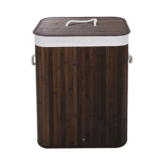 Ceruzo Bamboo Laundry Basket with Lid - 72L - Brown