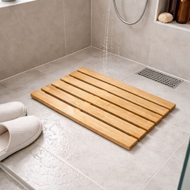 Douchemat - Antislip - Bamboe - 50 x 30 cm