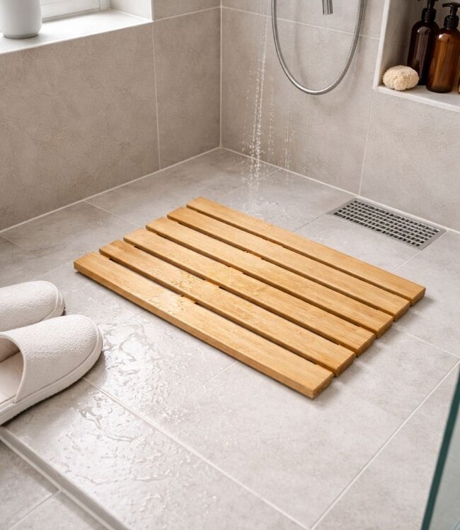 Douchemat - Antislip - Bamboe - 50 x 30 cm