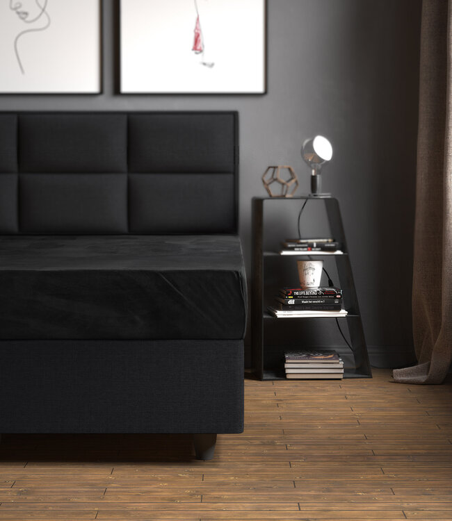 Zwart fluwelen hoeslaken 160 x 200