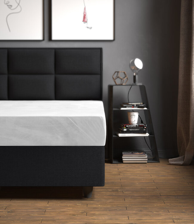 Fluwelen hoeslaken wit 160 x 200