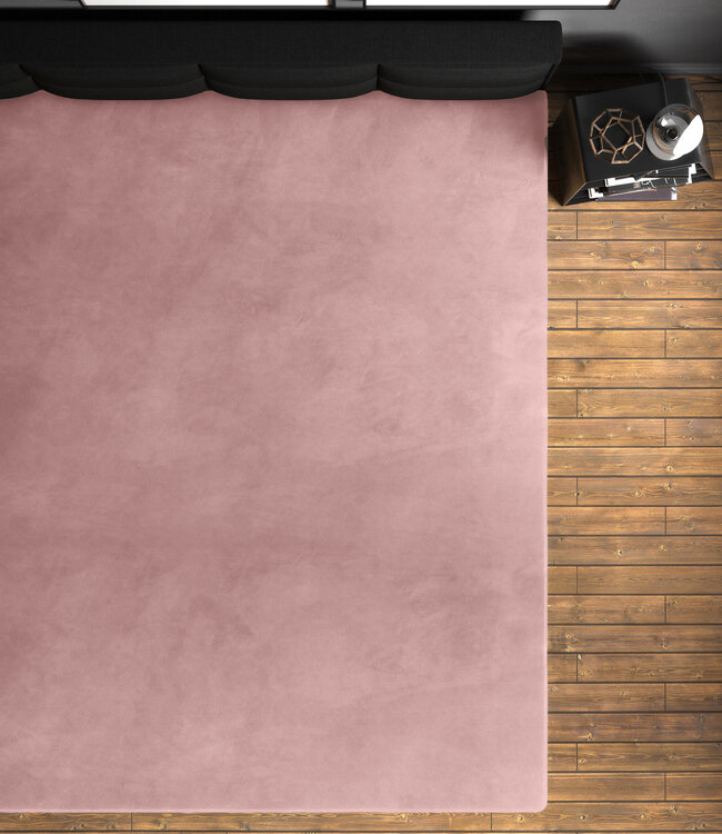 Fluwelen hoeslaken oudroze 180 x 200 cm