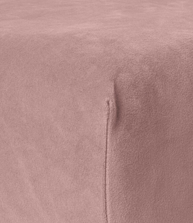 Fluwelen hoeslaken oudroze 180 x 200 cm